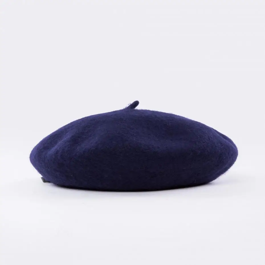 COKK Spring Winter Berets Hat Women Wool Cashmere Vintage Berets Solid Color Hat Female Bonnet Painter Style Cap Good Quality - Цвет: navy blue