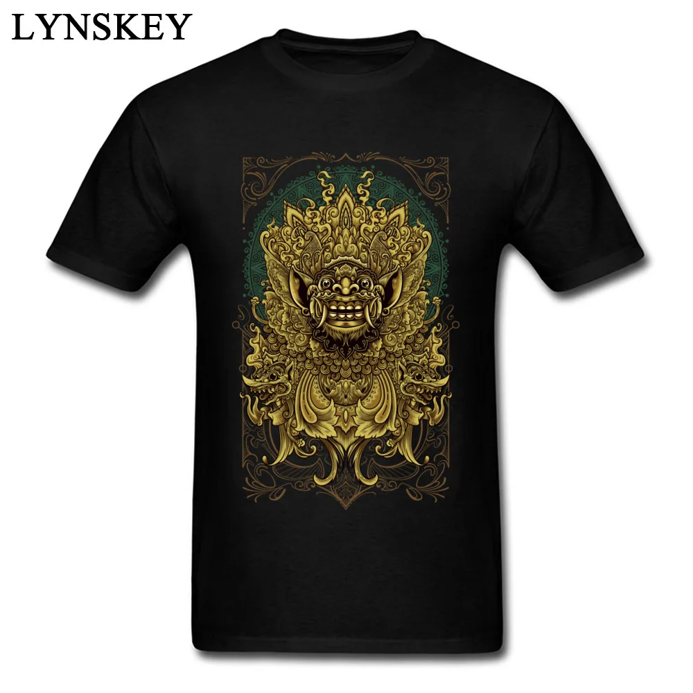 Men T Shirts Retro Custom Tops T Shirt Autumn 100% Cotton O-Neck Short Sleeve Normal Balinese Barong Reanimation Clothing Shirt Balinese Barong Reanimation black