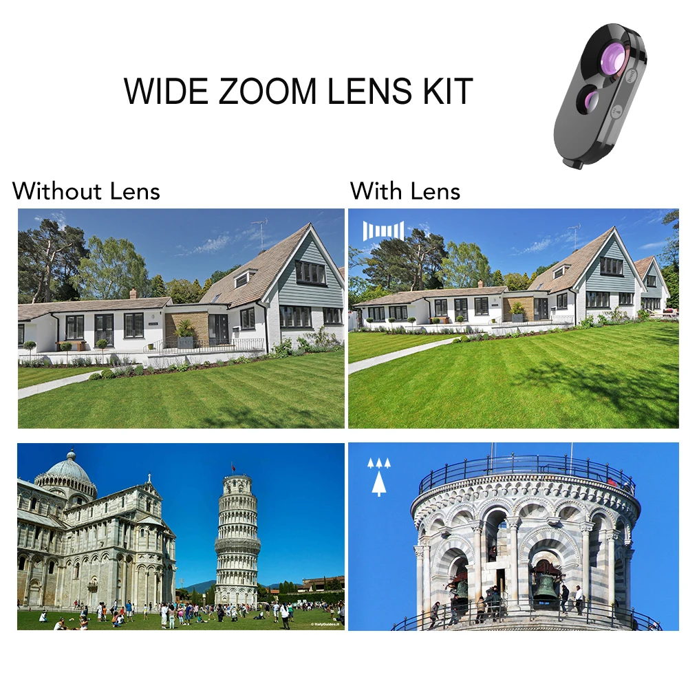  Phone LensPhone Camera Lens Kit Fisheye Wide Macro Telephoto Zoom Lens with Back Phone Case For Sma