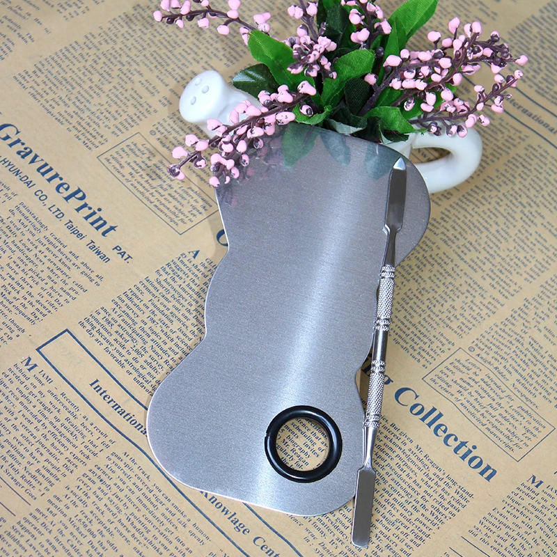 

Stainless Steel Makeup Palette Nail Art Plate with Spatula Tool Kit for Mixing Eyeshadow Pigments Cosmetics