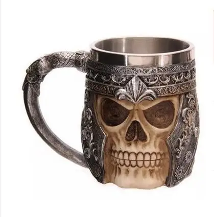 Unusual Stainless Steel Gothic Party Creative Drinking Glass 3D Skull Skeleton Punk Style Wine Glasses Whiskey Cups - Цвет: E