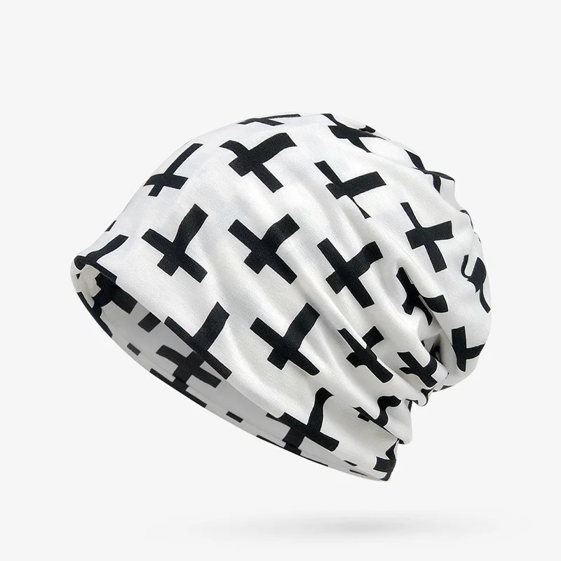 

Seioum Turban Hat Women Cross Pattern Beanie Hat For Men Bone Cap Summer Autumn Hat Femme Female Male Collar Scarf Mask Skullies