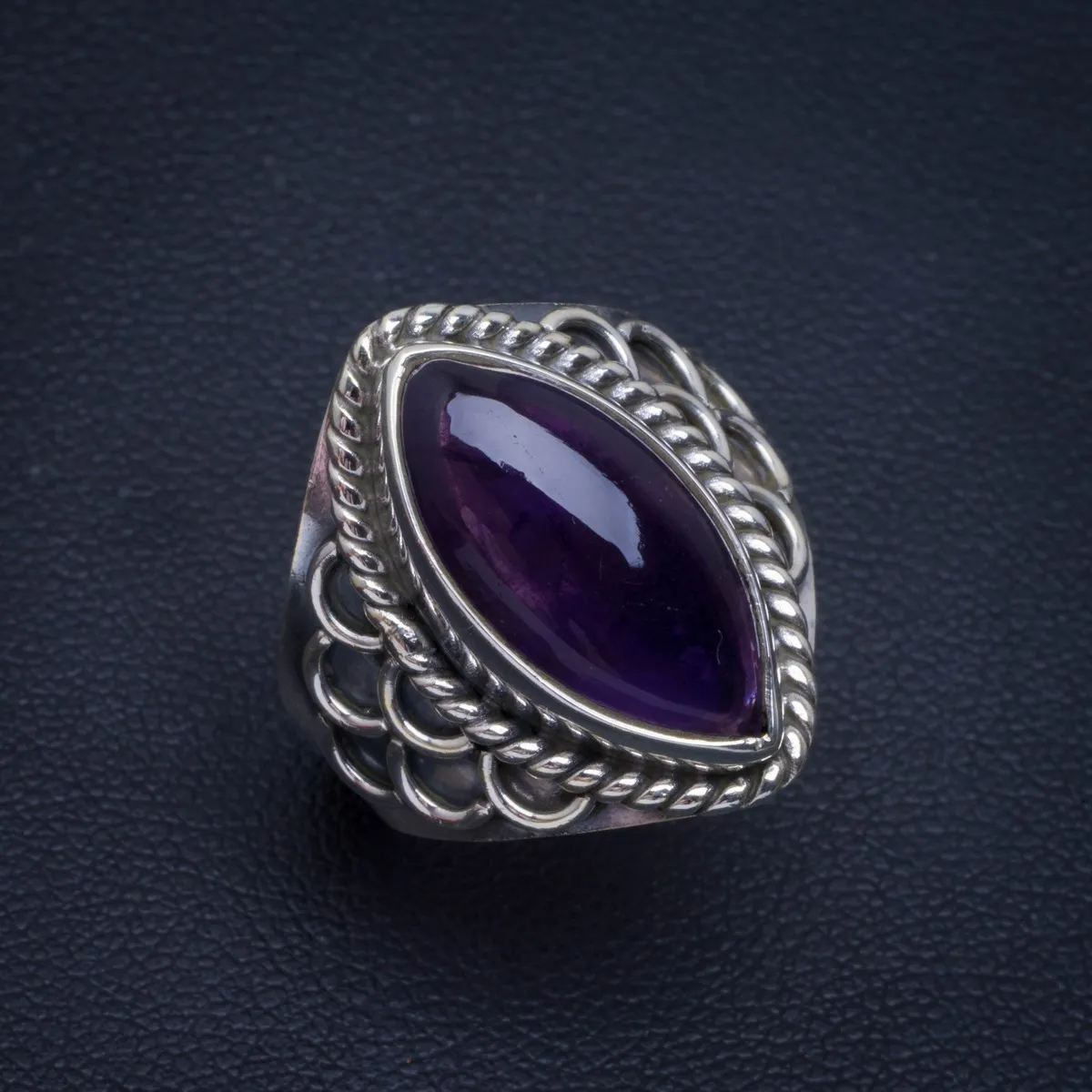 

Natural Amethyst Handmade Unique 925 Sterling Silver Ring 7.5 B1042
