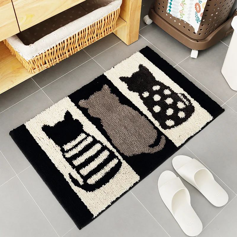 

Bath Mat For Bathroom Toilet Bathtub Wash-basin Cute Cat Pattern Rug For Door Balcony Non-Slip Absorbent Carpet 3 Styles