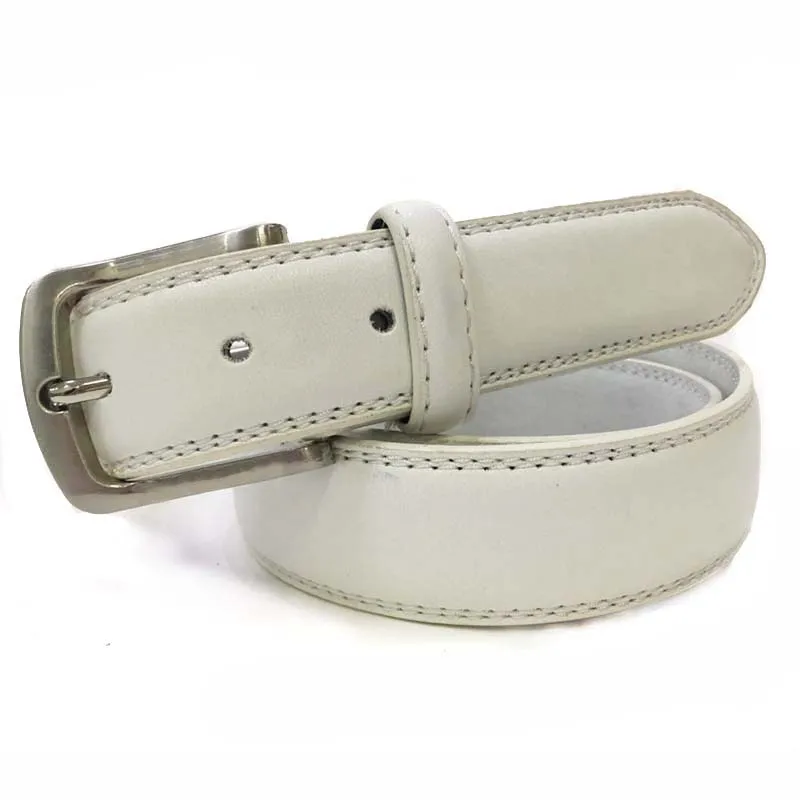 Mens Casual White Belts Leather Luxury Man White Belts Designers With Double Stitching Golf Belt ...