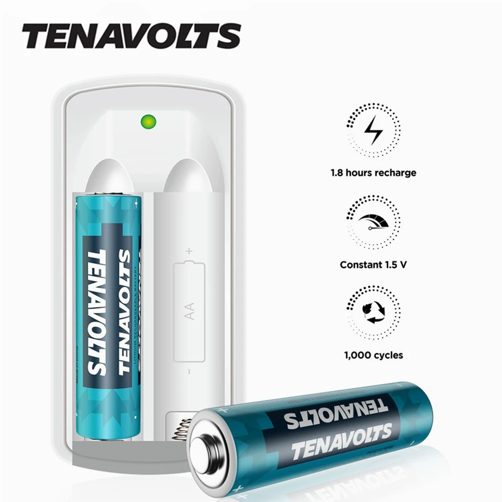 

NANFU TENAVOLTS AA Rechargeable Battery Lithium Li-ion Batteries with Battery Charger Set for Gamepad Remote Control Toys [RU]