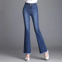 Новинка, женские осенние джинсы со средней талией, джинсы для девочек, деним, черный и синий сапог, необработанные джинсы, штаны, размер 26-32