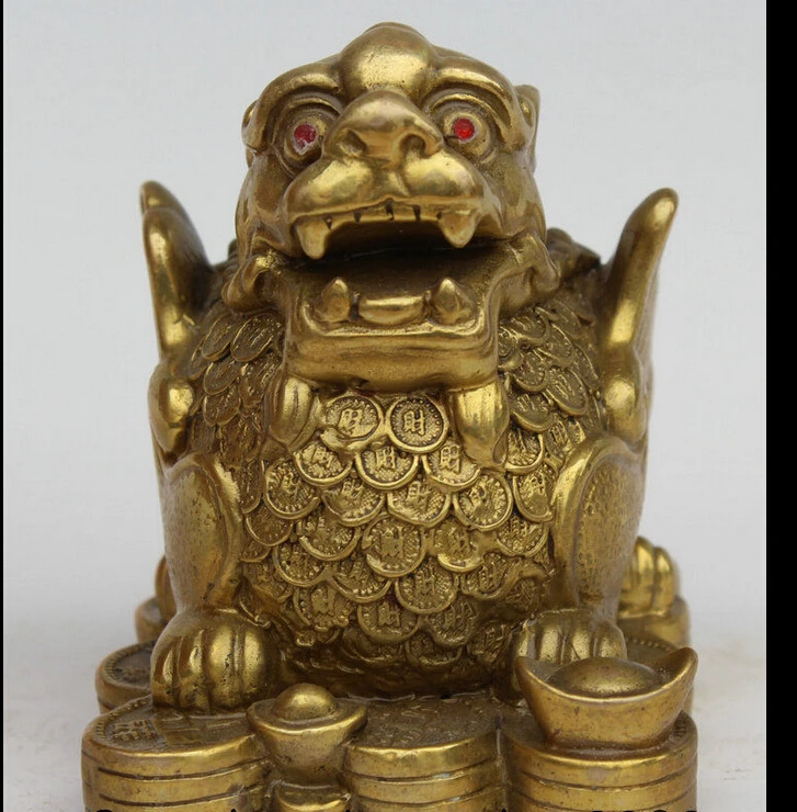 

zhaorui588674Chinese Brass Fengshui Money Wealth Fly Dragon Beast Pixiu Statue Scupture