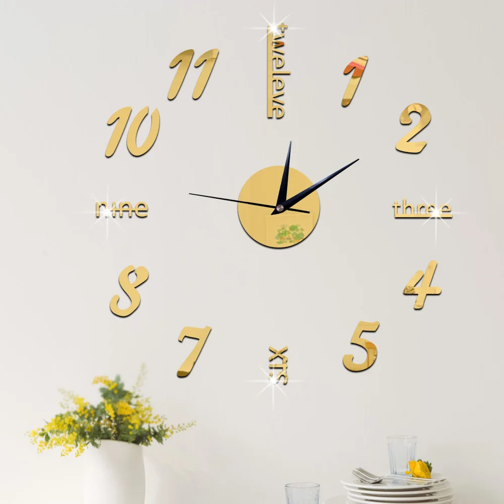 Большое количество настенных часов 3D Зеркальная Наклейка современный домашний офис Декор художественная Наклейка 3D DIY настенные часы домашний Декор наклейки на стену часы