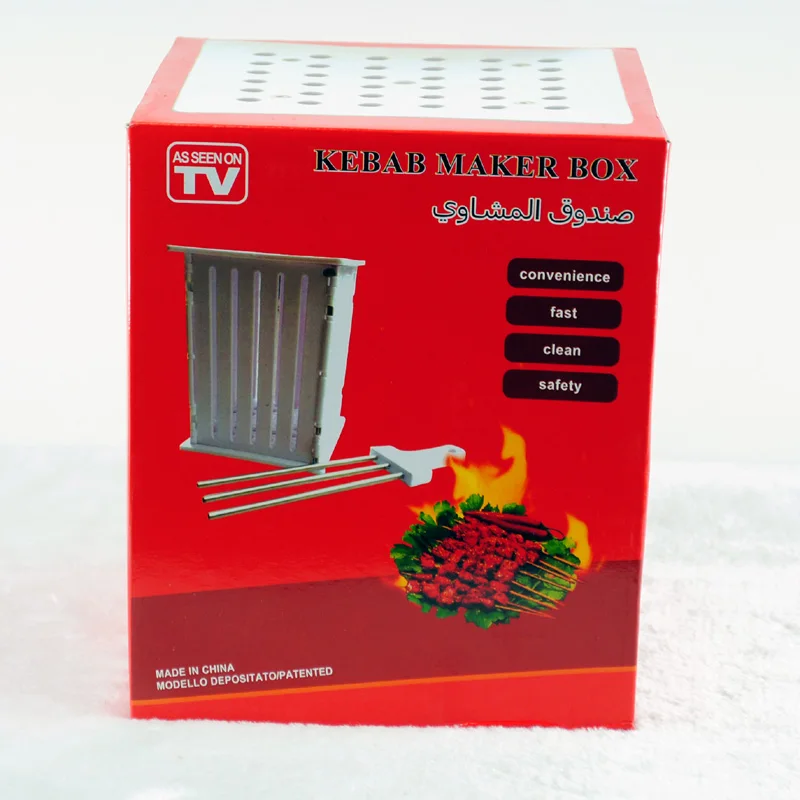 

Free shipping Kebab Maker Box w/ 36 Holes BBQ Kabob Maker Meat Skewer Machine Brochette Beef Meat Maker Barbecue Tool NEB1151