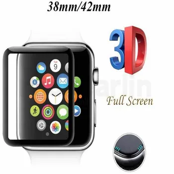 

3D Full Screen Premium Tempered Glass Film Screen Protector Protective Cover For Apple Watch Iwatch 38mm 42mm Black