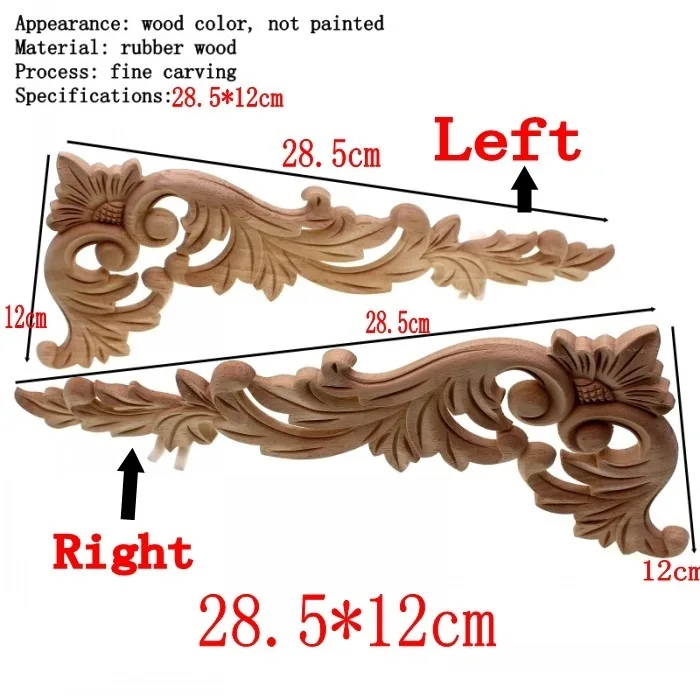 Runbazef цветочный Деревянные Резные углу аппликация деревянный Вырезка наклейка Мебель двери шкафа Рамка стены украшения дома Аксессуары - Цвет: Left Right