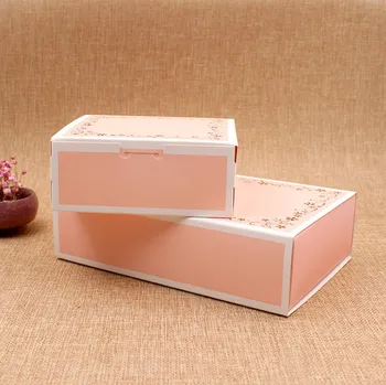

50pcs 4 grains Flower Pink Gift Paper Box Slide Open Moon Cake Box Chocolate Packaging Gift Boxes