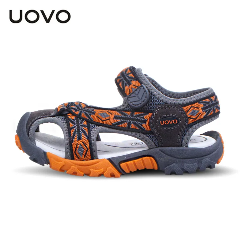 UOVO/ брендовые летние пляжные сандалии; детские сандалии; летняя кожаная обувь для мальчиков; повседневные спортивные сандалии для маленьких мальчиков; Размеры 26#-35 - Цвет: Orange