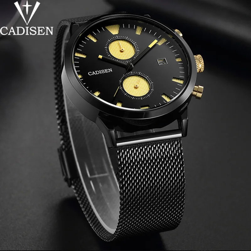 

Relogio Masculino CADISEN Casual Brand Luxury Fashion Quartz business Men Watches Stainless Steel Military Sport male WristWatch