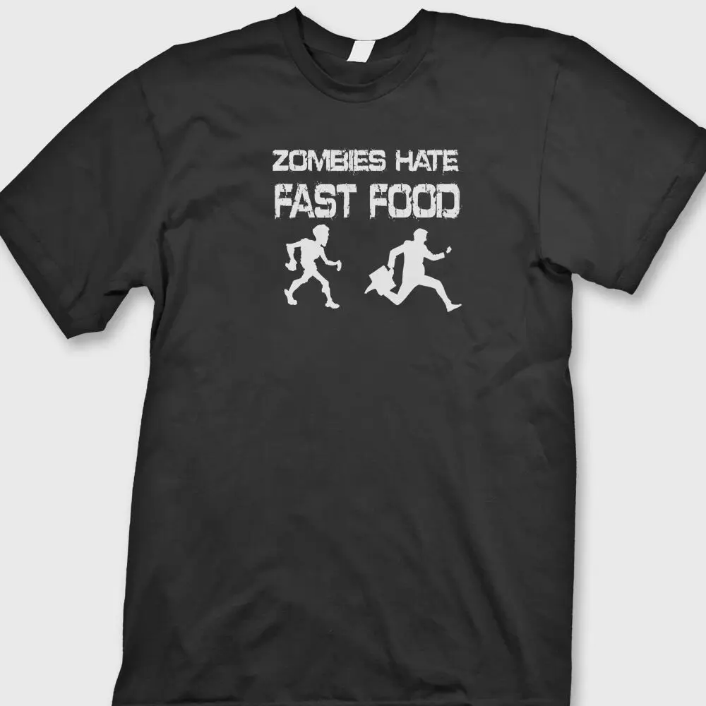 

ZOMBIES HATE FAST FOOD T-shirt Walkings Dead Funny Monsters Tee Shirt