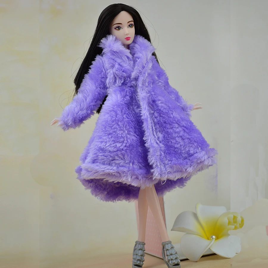 Аксессуары для кукол зимняя одежда теплое меховое пальто платье Одежда для кукол Барби меховая Кукла Одежда для 1/6 BJD Кукла Детская игрушка - Цвет: 9