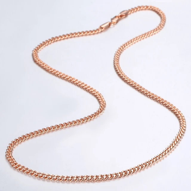 2mm Smart Women Femme 585 Rose Gold Color Link Oval Round Necklace Chains -  AliExpress