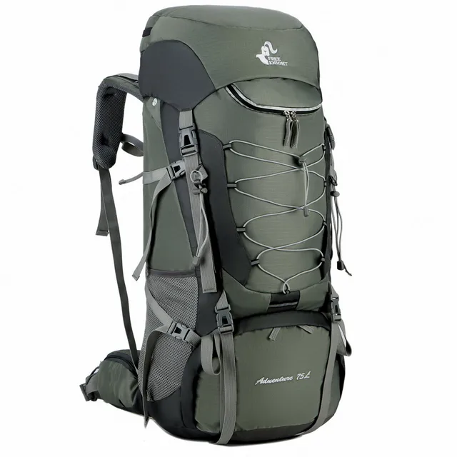 75L Outdoor Hiking Backpack Rucksack Aluminium Alloy External Frame Sports Backpack Nylon