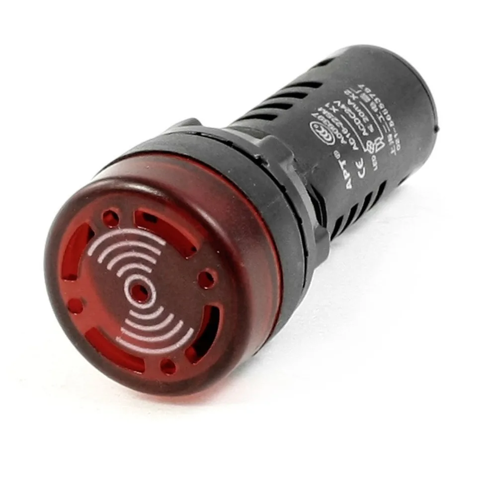 AD16 22SM AC/DC 24V 22mm Flash Light Red LED Active Buzzer Beep