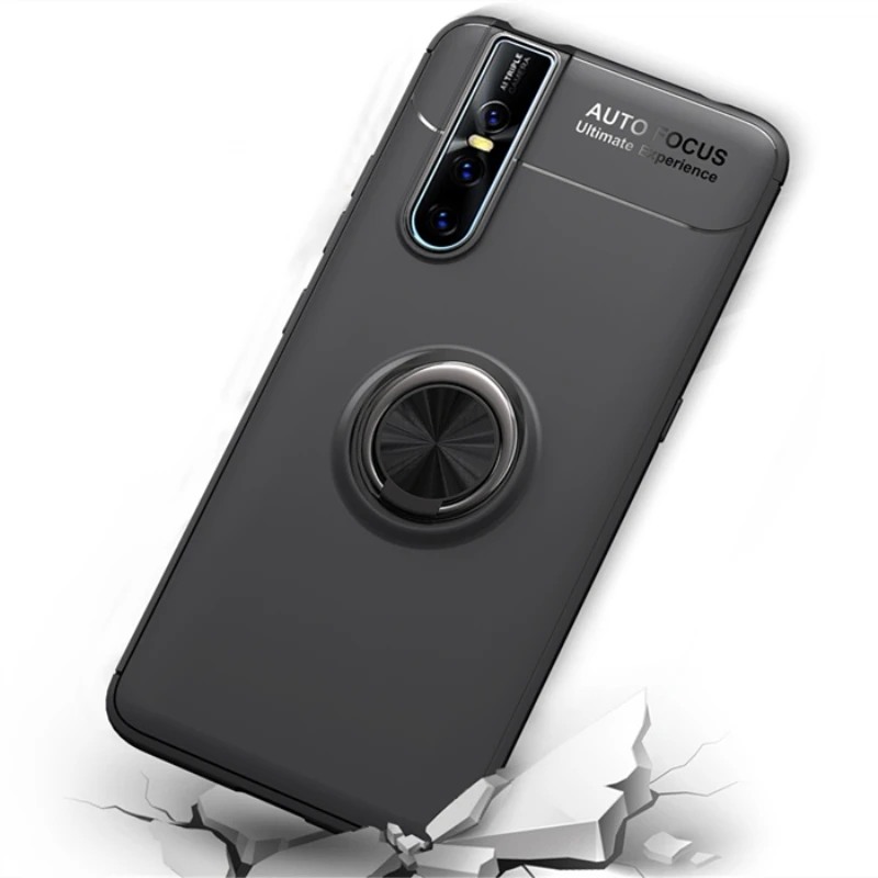 Metal Finger Ring Case For VIVO V15 Pro Phone Case Matte Soft TPU Silicone Back Cover For VIVO V15 V15 Pro Car Holder Fundas