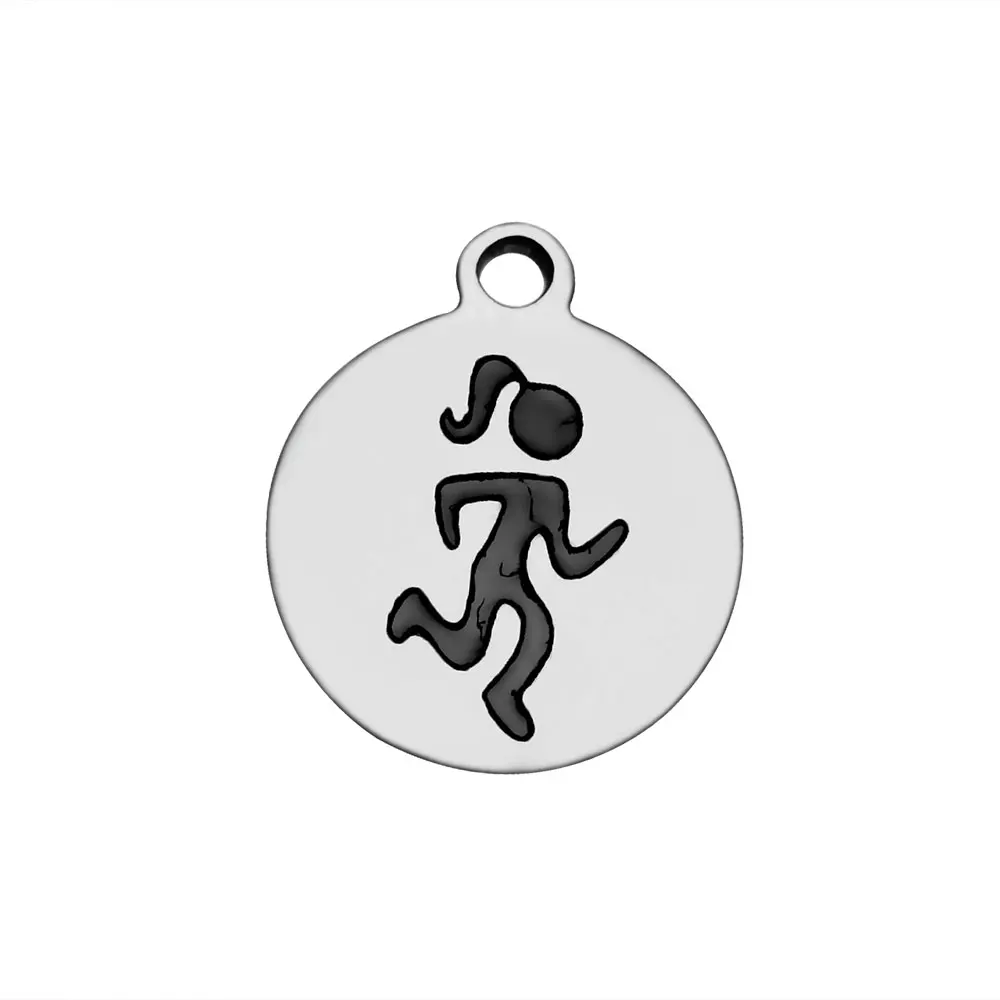 Stainless Steel DIY Jewelry Enamel Running Girl Charms Floating