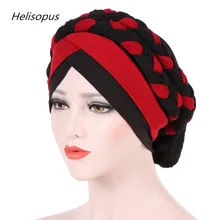 Helisopus, модные женские плетеные банданы, головной убор, шапка, Африканский стиль, мусульманский тюрбан, шарф-снуд на голову, хиджаб, аксессуары для волос