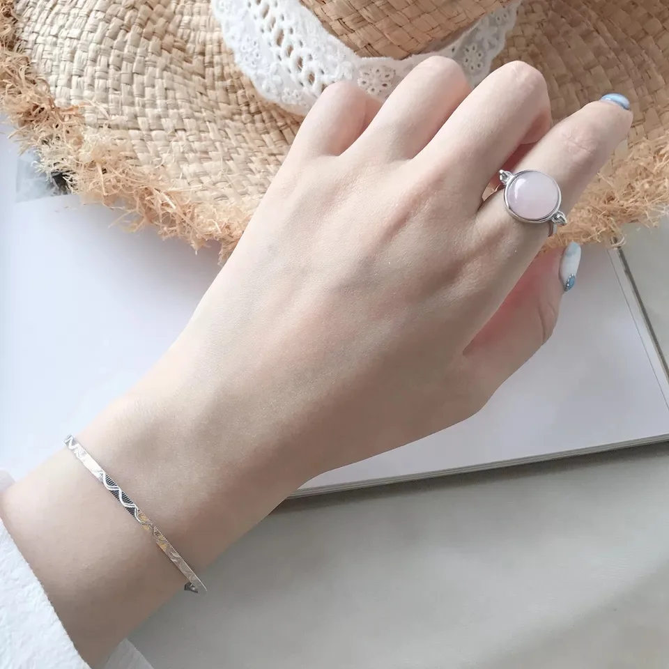 

925 sterling silver bracelet fashion simple personality ripple curve flat snake bone bracelet female silver jewelry