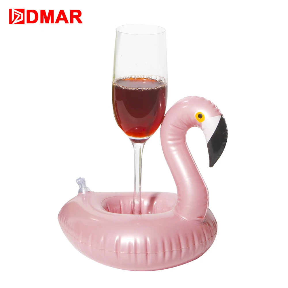 

DMAR Inflatable Flamingo Drink Pool Float Cup Holders Bath Water Toys For Kids Swimming Ring Circle Beach Mattress Party Gift