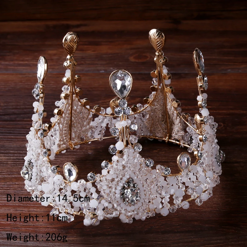 Свадебные аксессуары для волос в стиле барокко с кристаллами, жемчужные короны ручной работы, свадебные Круглые короны, ювелирные изделия для волос для женщин