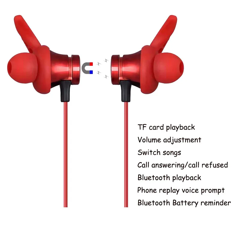 Беспроводные Bluetooth наушники, водонепроницаемые наушники-вкладыши, Спортивная гарнитура с шумоподавлением, наушники с поддержкой tf-карты с микрофоном для Mi