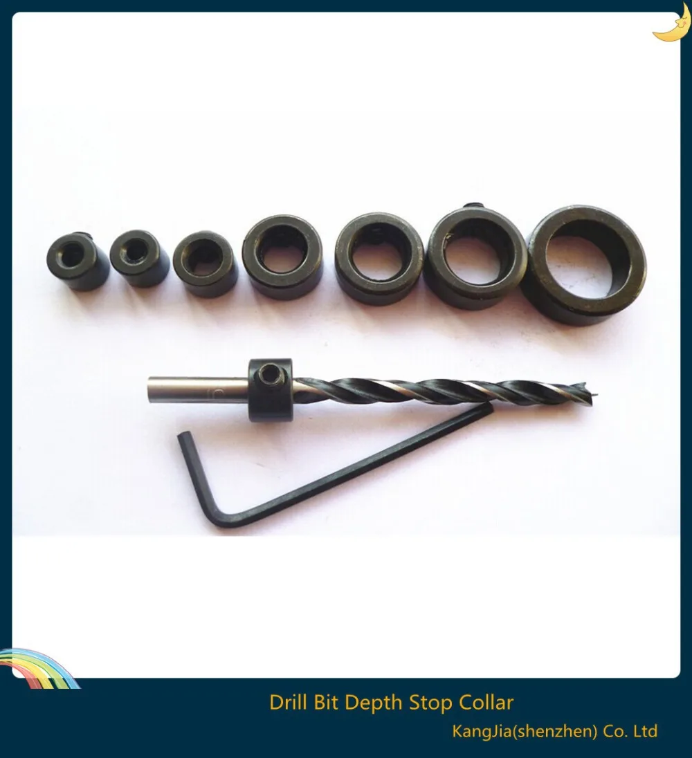 Hot ! 8pcs Drill Bit Depth Stop Collars Ring Set Woodworking Wood