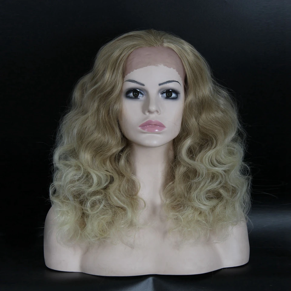 Synthetic Lace Front Wig Women 22" Long Curly Highlight body wavy Cheap