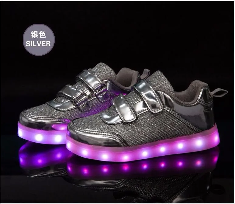 8 цветов; детская спортивная обувь; модная обувь; цветной светодиодный светильник; повседневная обувь на плоской подошве для мальчиков и девочек; Eur26-35