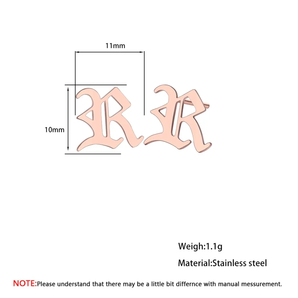 Todorova, несколько сережек из нержавеющей стали, розовое золото, для женщин, старая английская буква R, серьги, заглавные, начальный алфавит, ювелирные изделия