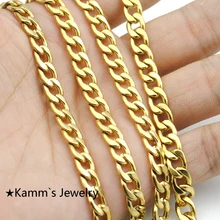 Accesorios de Los Hombres de Alta Calidad Chapado En Oro Chapado en oro Figaro Cadenas Chunky Collares Collar 6 MM 54 CM Hombre KN018
