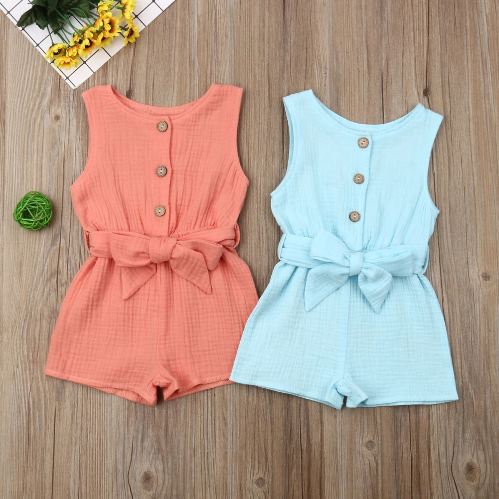 

Cute Newborn Baby Girl Cotton Solid Sleeveless Romper Jumpsuit