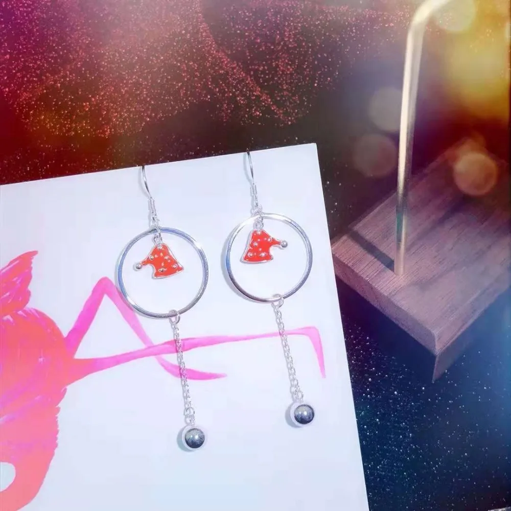 

JOOCHEER Sterling S925 silver 925 trendy romantic Earring geometry cute dorp earrings snowflake fashion Christmas hat