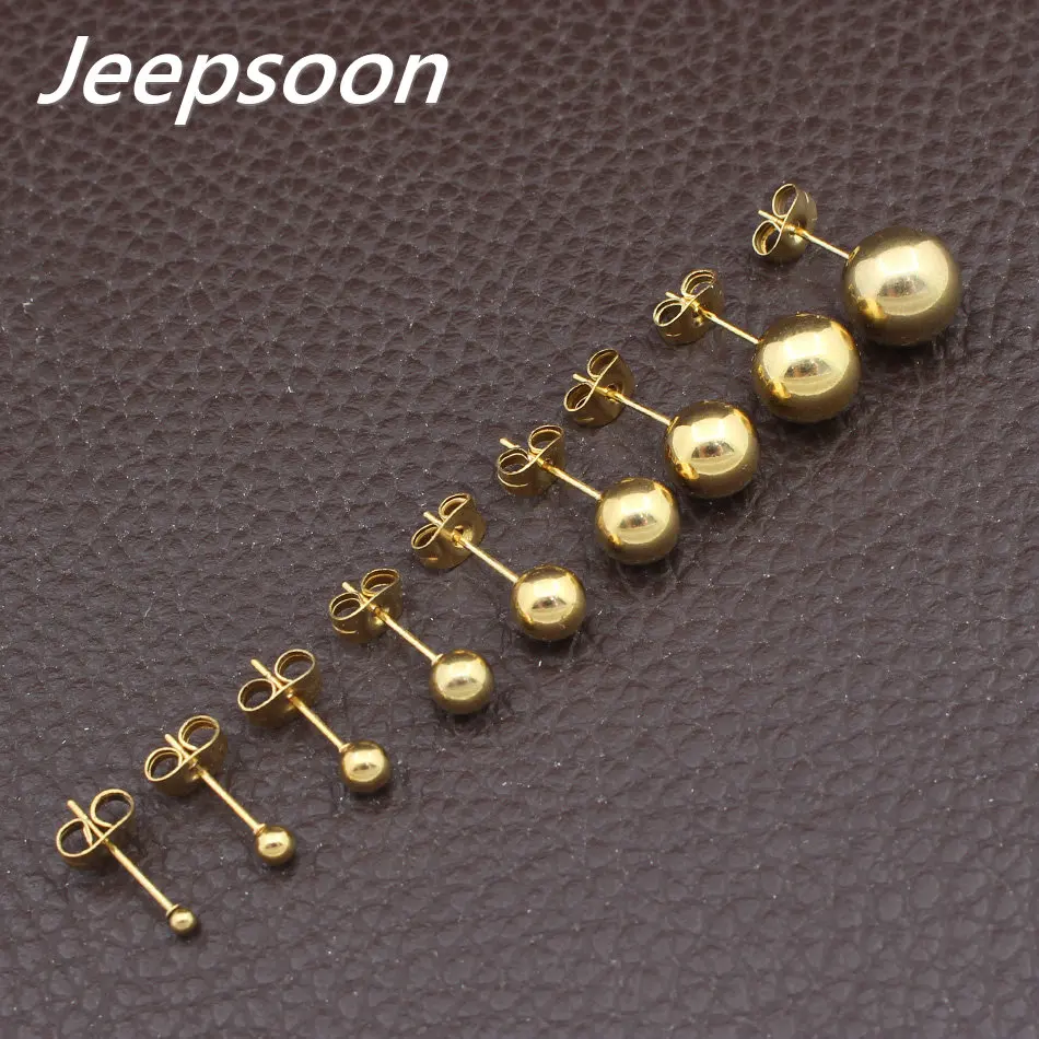 

Wholesale Fashion Stainless Steel Jewelry Gold &silver Ball Round Stud Earrings For Woman & Girls & Man Jeepsoon EFFGAIBN