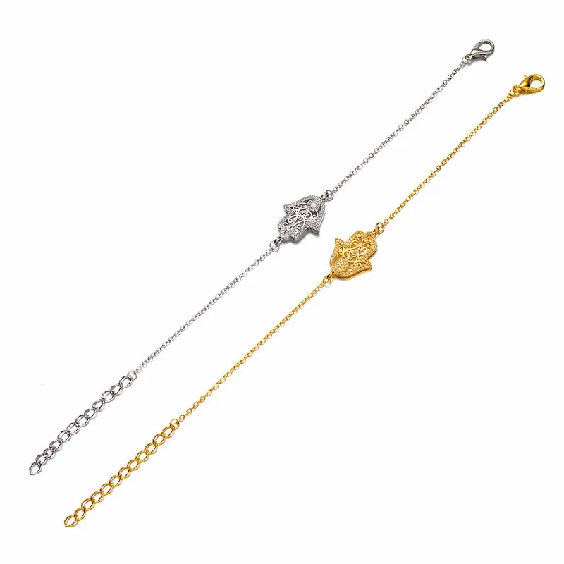 Высокое качество Винтаж Сияющий Циркон Хамса браслет для женщин Diy ремесла ручной работы цепи дружбы талисманы подарок