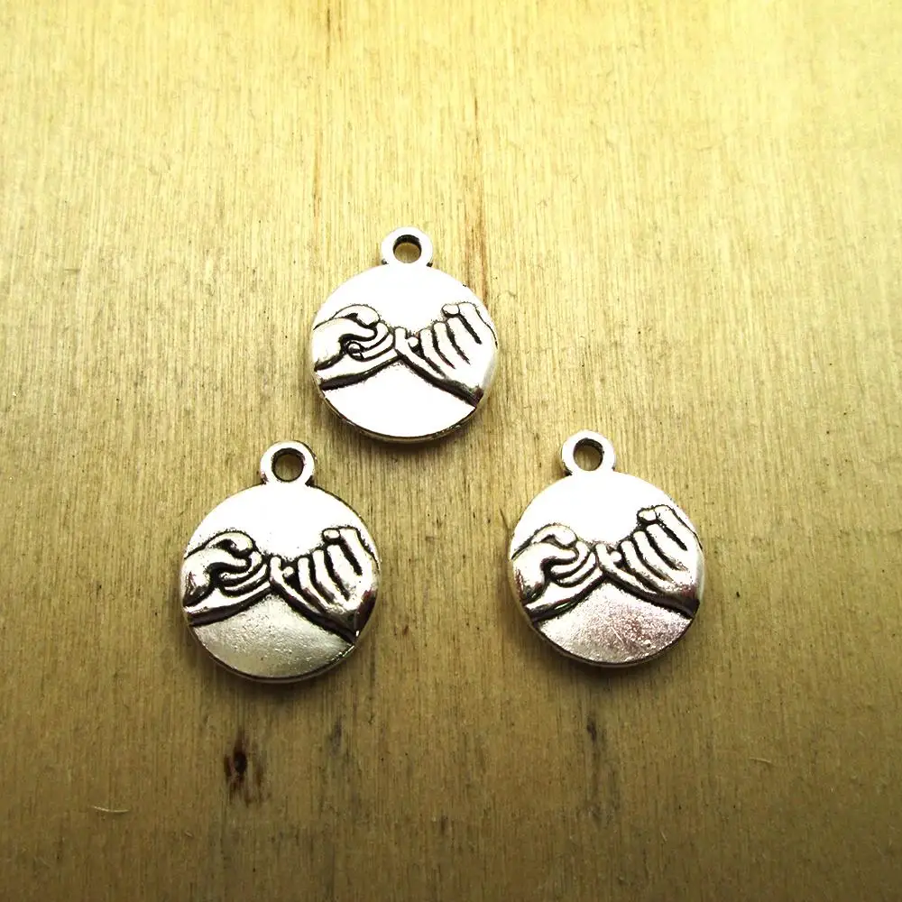 

15pcs--18x14mm Pinky Promise charms, Antique silver Pinky Swear Best Friend DIY necklace/ bracelets charms antique silver tone