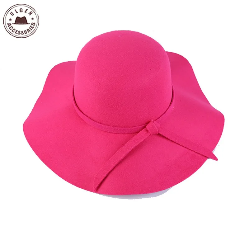 TBSHLT Frauenfilzh/üte Becken-Kappe Herbst Winter Damen Fedora Hut mit G/ürtel