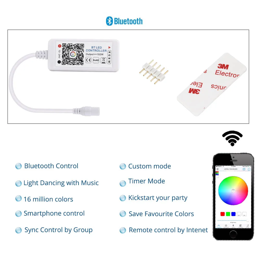 Светодиодный светильник Wi-Fi/Bluetooth RGB/RGBW управление Лер DC 5 в 12 В 24 в Android IOS APP Amazon Alexa Google Magic Home IR управление