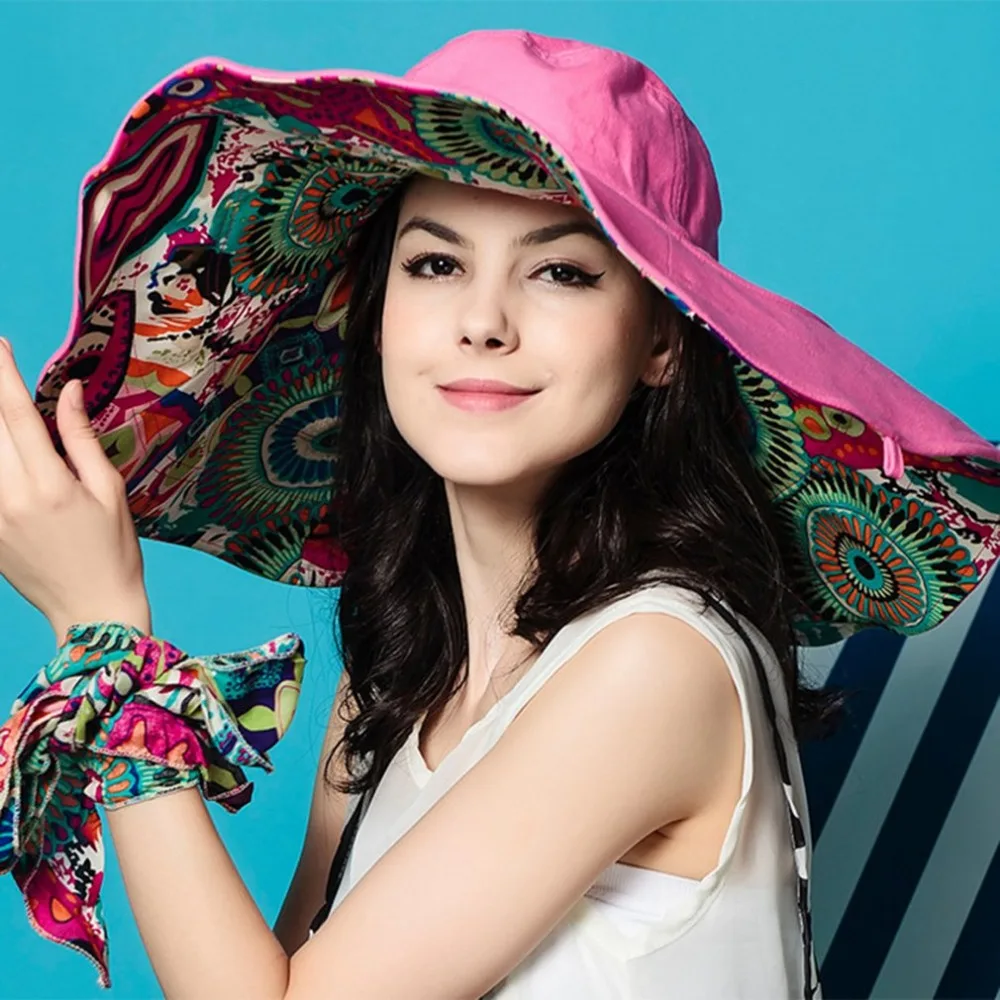 Модная пляжная шляпа с большим краем, Солнцезащитная шляпа с защитой от ультрафиолета, складная Солнцезащитная шляпа для женщин, прочная
