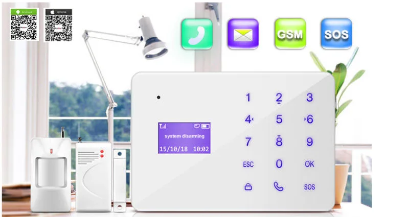 Беспроводной IOS приложение для Android ЖК-дисплей сенсорная клавиатура GSM Автодозвон текст Офис охранной сигнализации комплект Дистанционное
