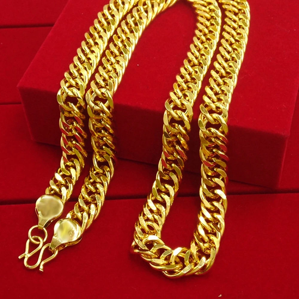 

Curb Chain Yellow Gold Filled Massive Mens Cool Necklace Gift 24 inches,10mm