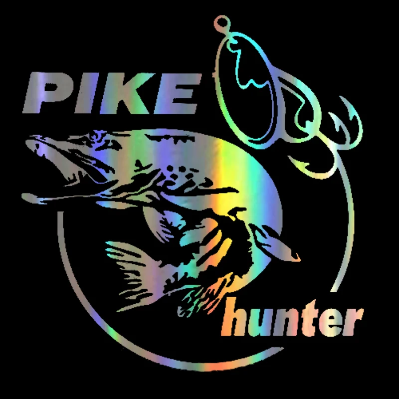 

Car Sticker Vinyl 13.3*14cm Pike Hunter Fish Animal Funny Sticker Decal Reflective Laser Motorcycle Car Styling 3D Stickers