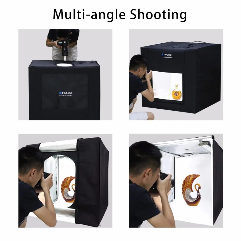 Color : Color1 Black, White, Orange Lighting /& Studio 80cm Folding Portable 80W 8500LM White Light Photo Lighting Studio Shooting Tent Box Kit with 3 Colors Backdrops