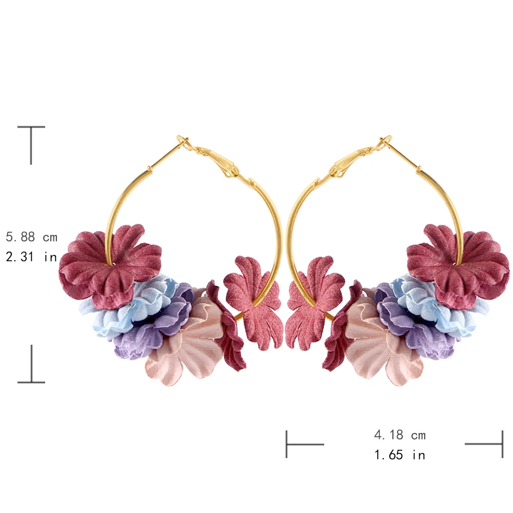 Элегантные тканевые висячие серьги в виде цветка, серьги в виде лепестков, большие шармы, круглые серьги для женщин, букле d'oreille femme