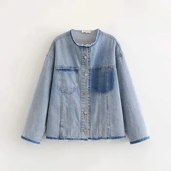 

2020 European Style Spring New Arrival Jean Jacket Womens Slim O Neck Jaqueta Jeans Feminino Dames Jasjes Free Shipping